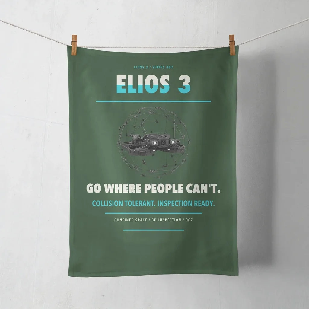 Flyability Elios 3 design on dark green towel