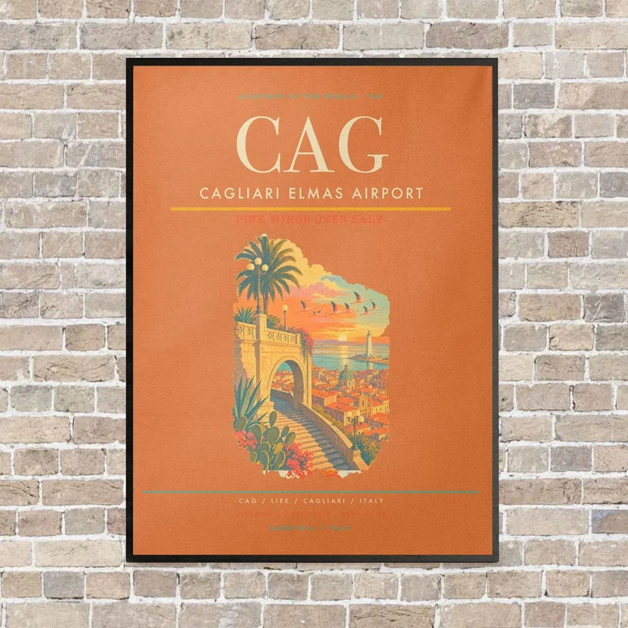 Cagliari Elmas Airport CAG - Canvas Framed - Orange