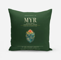 Thumbnail for Myrtle Beach International Airport (MYR) design on dark green pillow