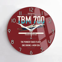 Thumbnail for Socata TBM 700 design on dark red no frame wall clock