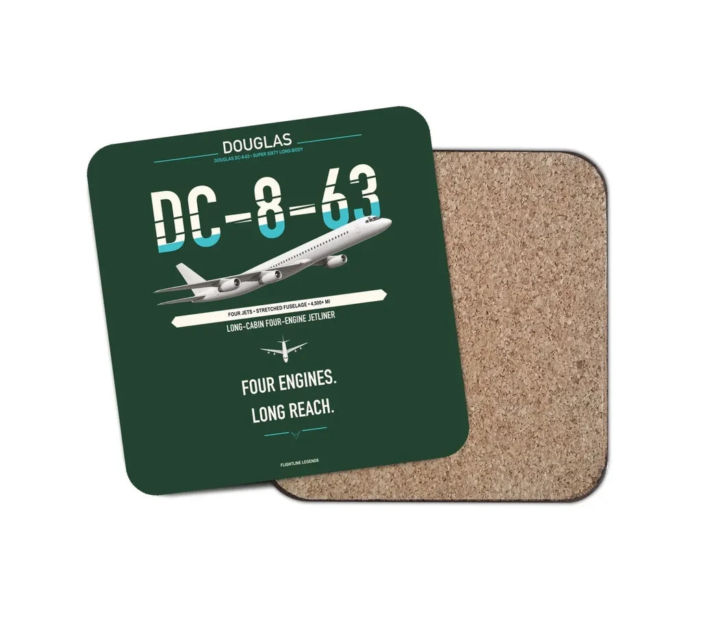 Douglas DC-8-63 design on dark green 1 piece coaster