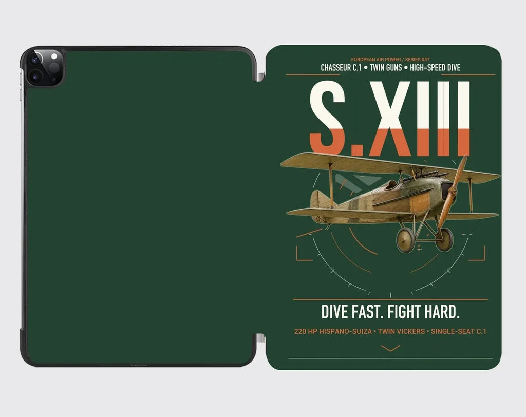 SPAD S.XIII C.1 design on dark green ipad tablet case