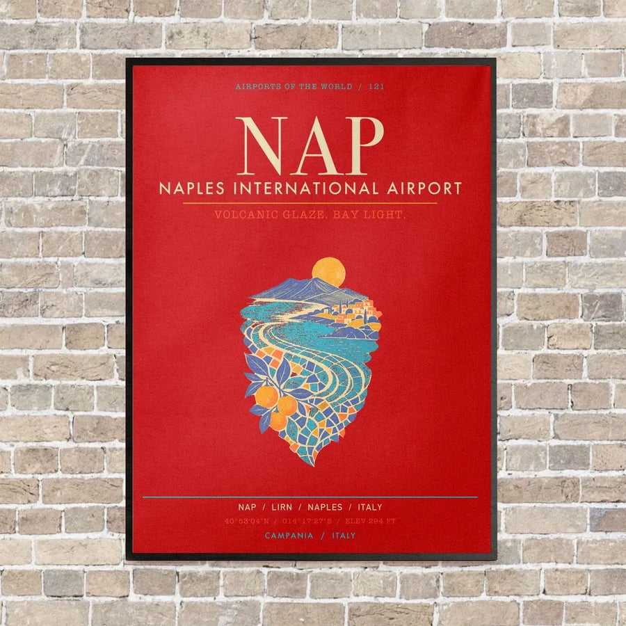 Naples International Airport NAP - Canvas Framed - Red