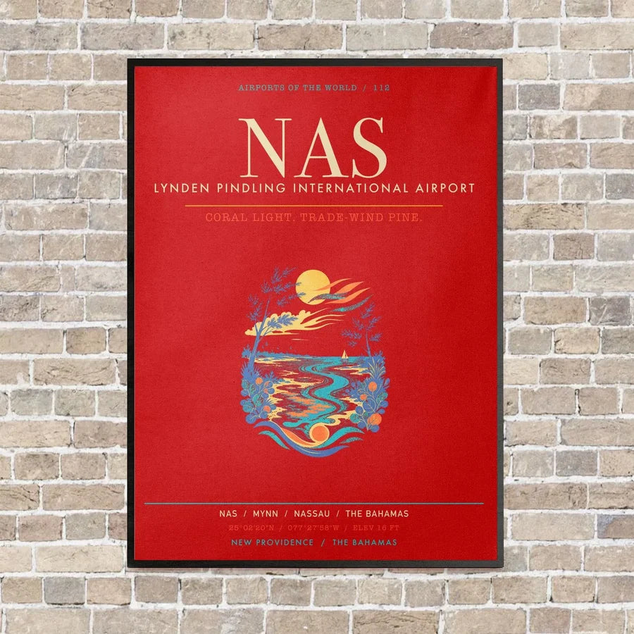 Lynden Pindling International Airport Nassau NAS - Canvas Framed - Red