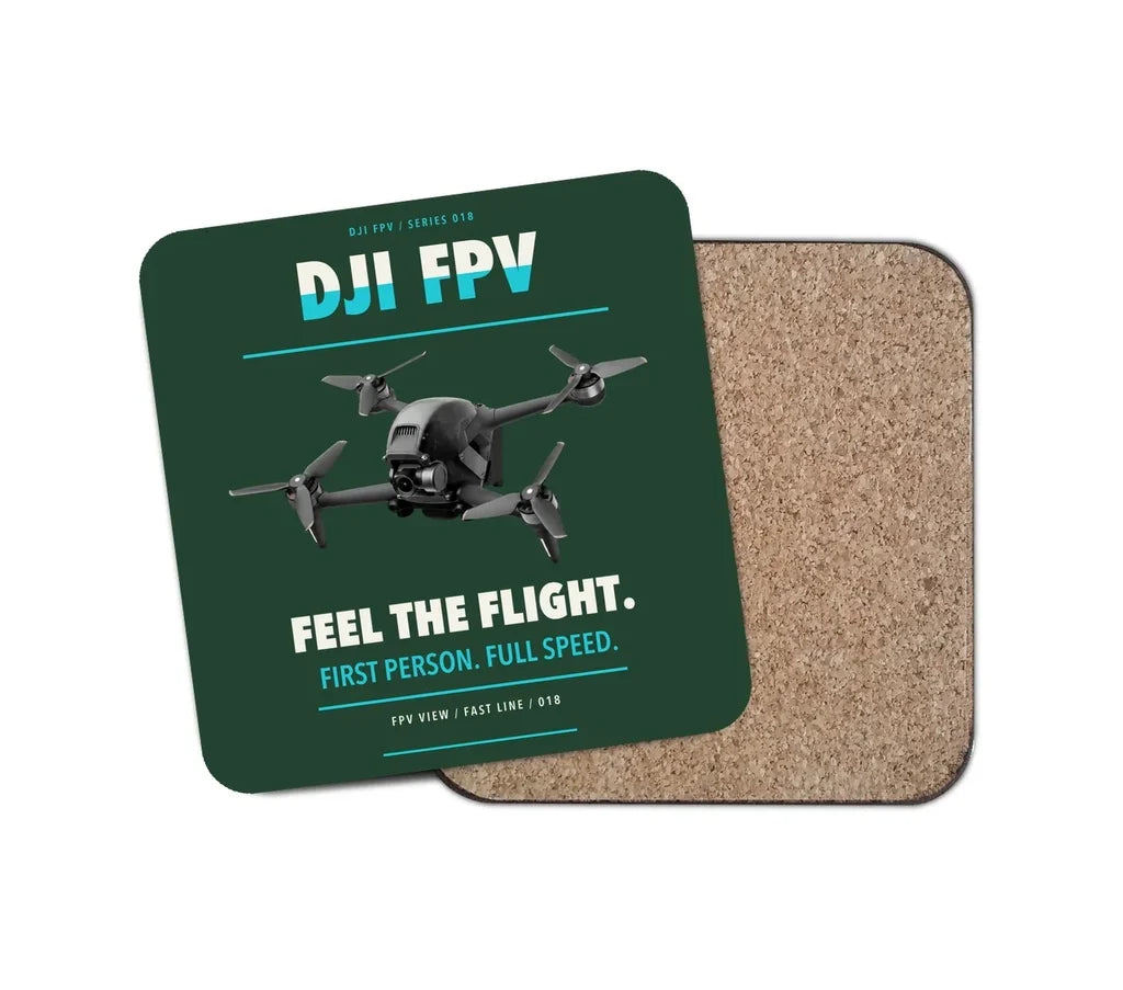 DJI FPV design on dark green 1 piece coaster