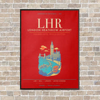Thumbnail for London Heathrow Airport LHR - Canvas Framed - Red
