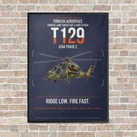 Thumbnail for Turkish Aerospace T129 ATAK Phase 2 vertical canvas print - framed - navy blue background