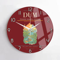Thumbnail for Pinang Kampai Airport (DUM) design on dark red no frame wall clock