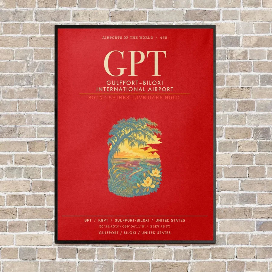GulfportBiloxi International Airport GPT - Canvas Framed - Red