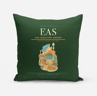 Thumbnail for San Sebastián Airport (EAS) design on dark green pillow