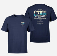 Thumbnail for Cessna T210N Centurion design on navy blue t-shirt, double-side print
