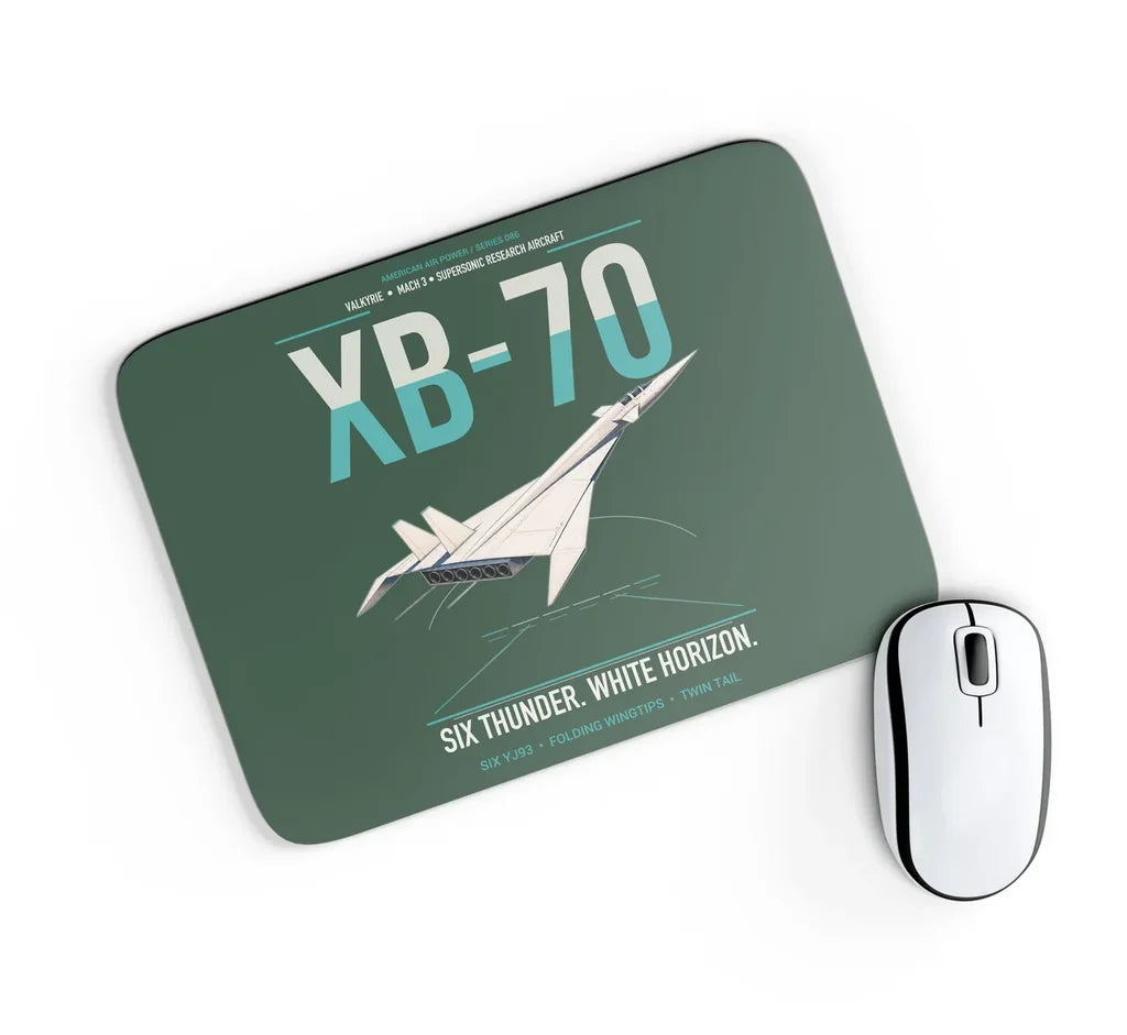 XB-70A Valkyrie design on dark green rectangle mouse pad