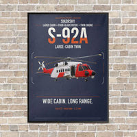 Thumbnail for Sikorsky S-92A vertical canvas print - framed - navy blue background
