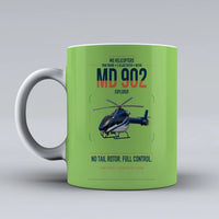 Thumbnail for MD Helicopters MD 902 Explorer design on light green ceramic mug, double-side print