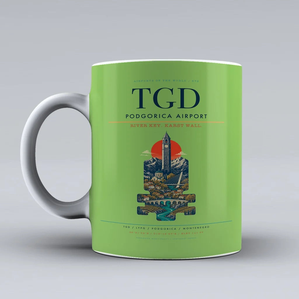 Podgorica Airport TGD Mug - Light Green