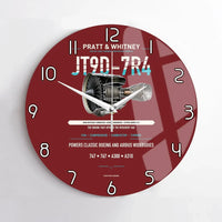 Thumbnail for JT9D-7R4 design on dark red no frame wall clock