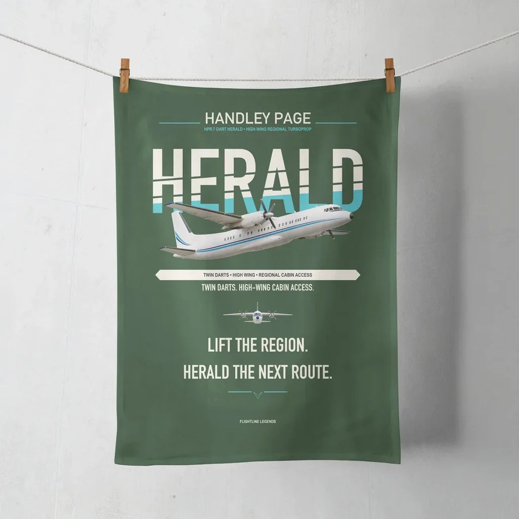Handley Page HPR.7 Dart Herald design on dark green towel