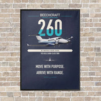 Thumbnail for Beechcraft King Air 260 vertical canvas print - framed - navy blue background