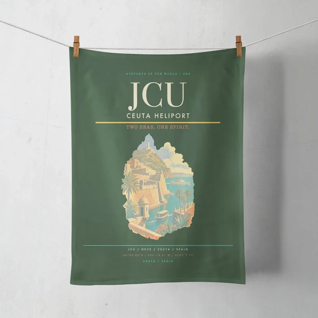 Ceuta Heliport (JCU) design on dark green towel