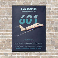 Thumbnail for Bombardier Challenger 601 vertical canvas print - framed - navy blue background