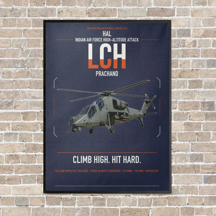 HAL LCH Prachand vertical canvas print - framed - navy blue background
