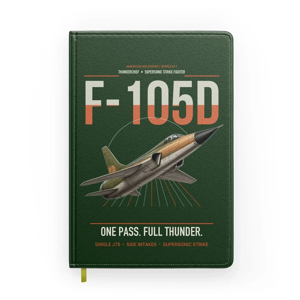 F-105D Thunderchief design on dark green notebook