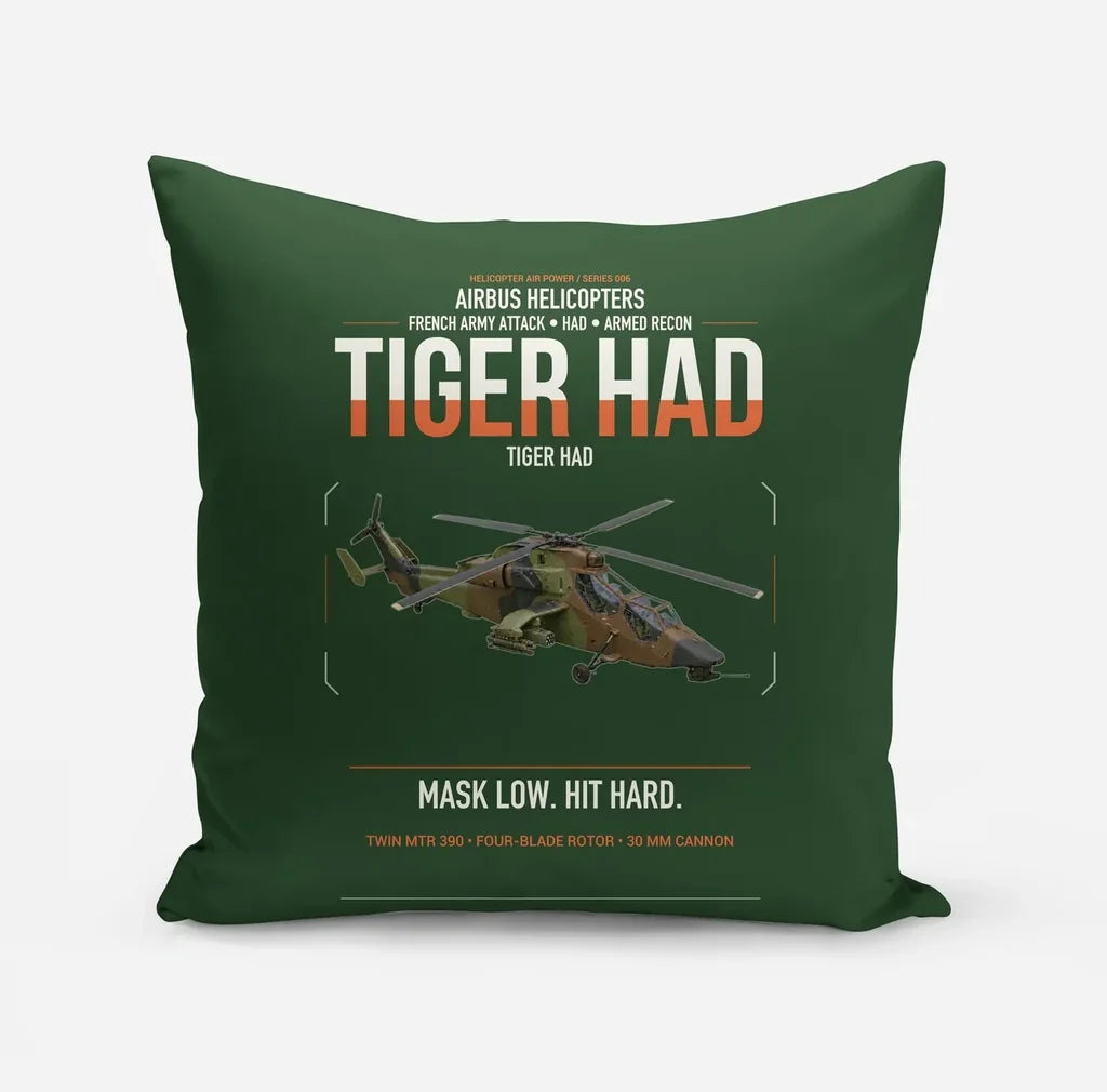 Airbus Helicopters Tiger HAD design on dark green pillow