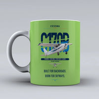 Thumbnail for Cessna 170B design on light green ceramic mug, double-side print