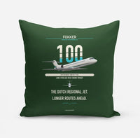 Thumbnail for Fokker 100 design on dark green pillow