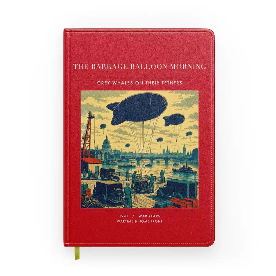 VINTAGE G4521 - The Barrage Balloon Morning - Designed Notebooks design on red