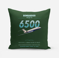 Thumbnail for Bombardier Global 6500 design on dark green pillow