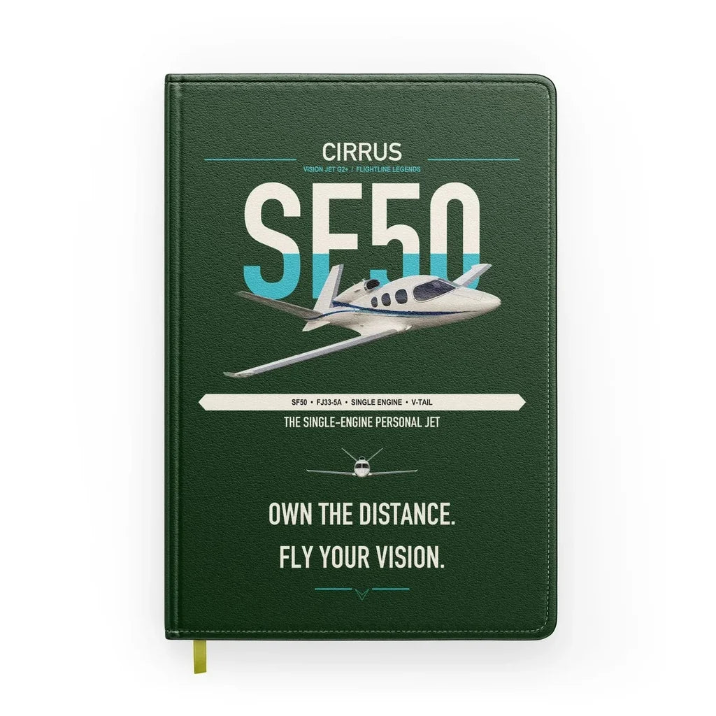 Cirrus Vision Jet G2+ design on dark green notebook