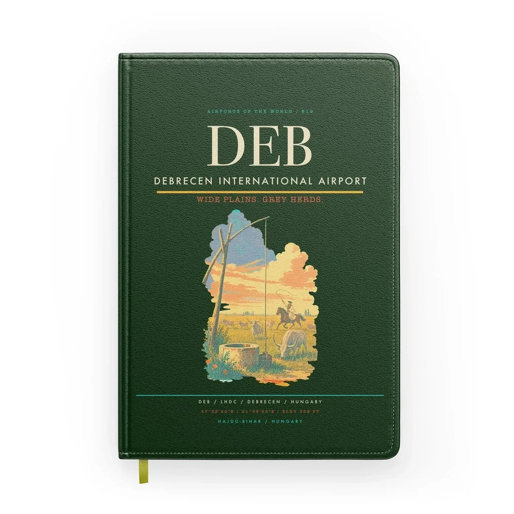 Debrecen International Airport (DEB) design on dark green notebook