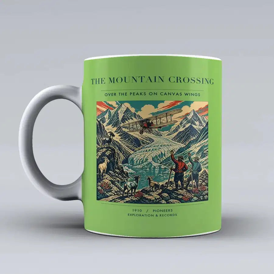 VINTAGE G4006 - The Mountain Crossing - Ceramic Mug design on lightgreen
