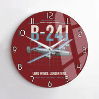Thumbnail for B-24J Liberator design on dark red no frame wall clock