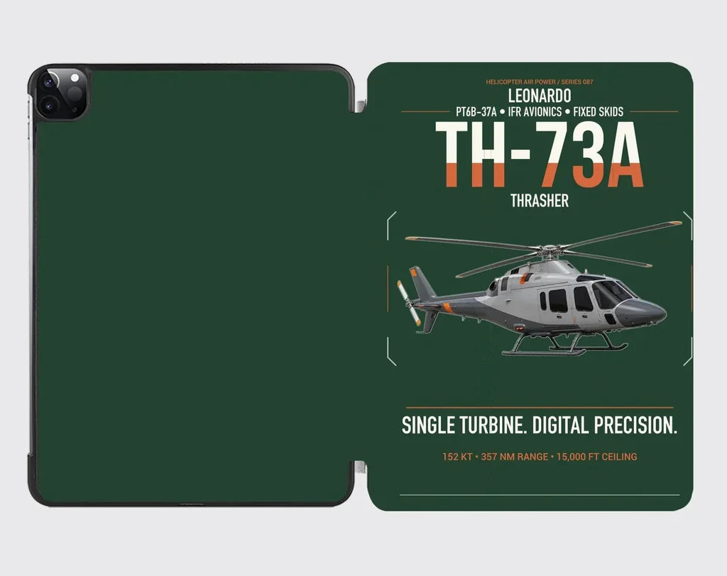 Leonardo TH-73A Thrasher design on dark green ipad tablet case