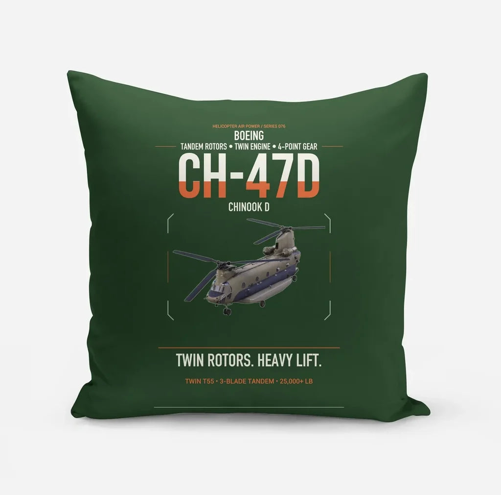 Boeing CH-47D design on dark green pillow