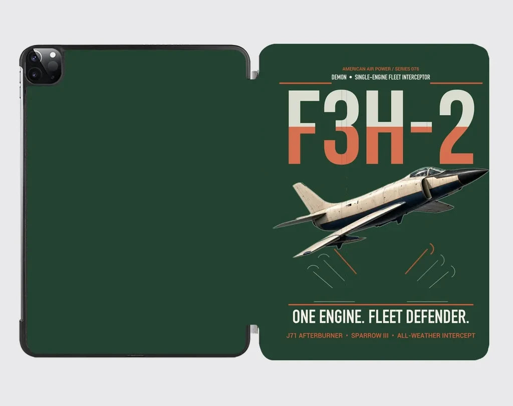 F3H-2 Demon design on dark green ipad tablet case
