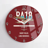 Thumbnail for Piper PA-18 Super Cub design on dark red no frame wall clock