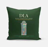 Thumbnail for Douala International Airport (DLA) design on dark green pillow