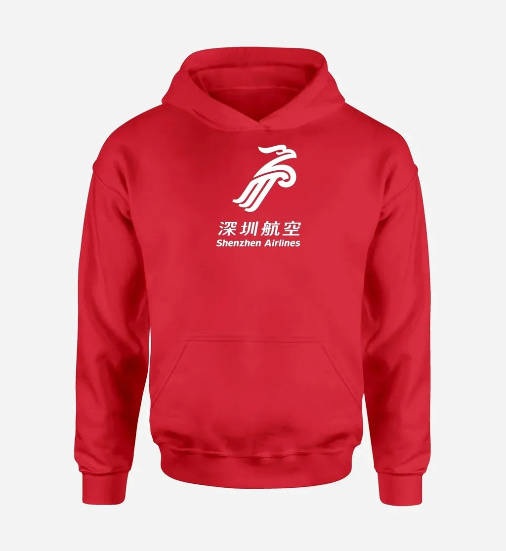 Shenzhen Airlines logo printed on red hoodie