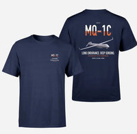 Thumbnail for MQ-1C Gray Eagle ER design on navy blue double-side t-shirt, double-side print