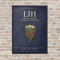 Thumbnail for Līhuʻe Airport LIH vertical canvas print - framed - navy blue background