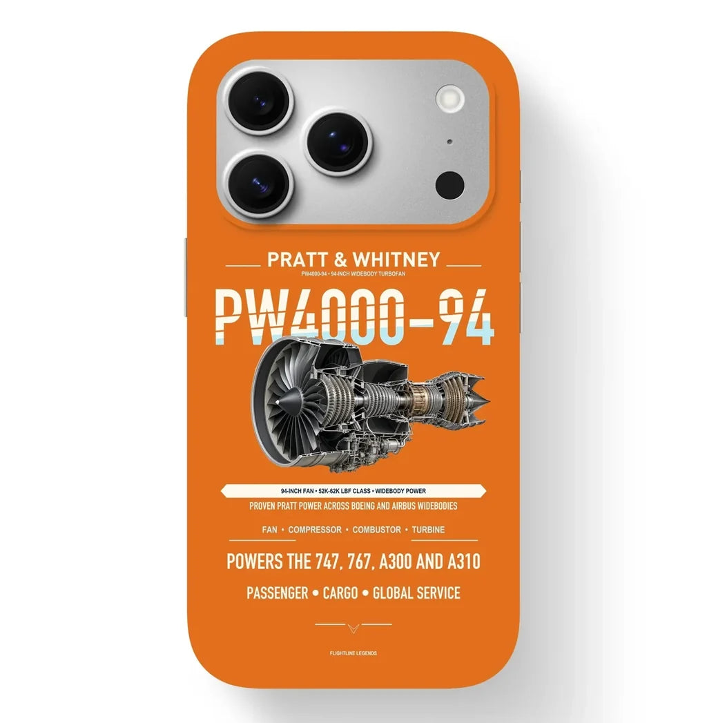PW4000-94 Case design on orange iphone case