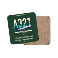 Thumbnail for Airbus A321XLR design on dark green 1 piece coaster