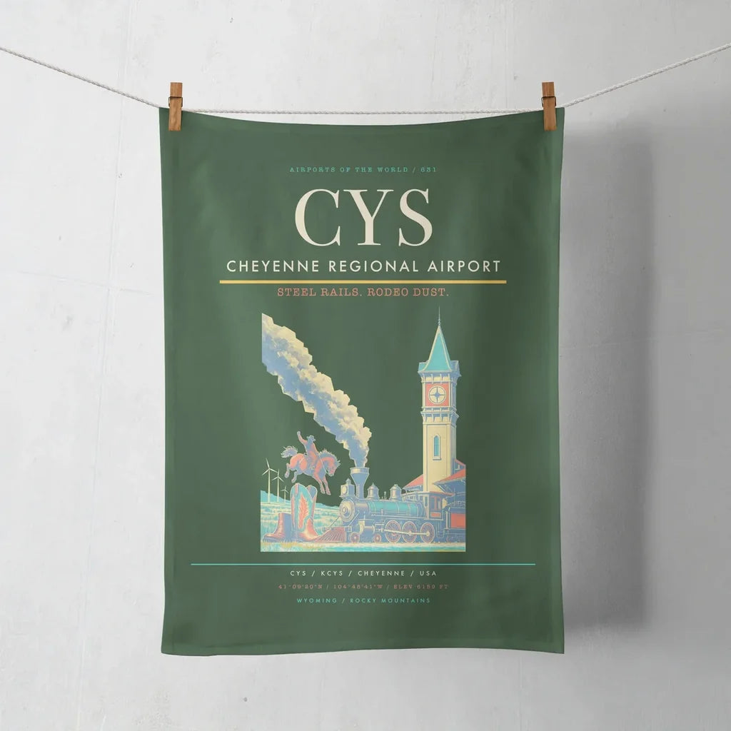 Cheyenne Regional Airport (CYS) design on dark green towel