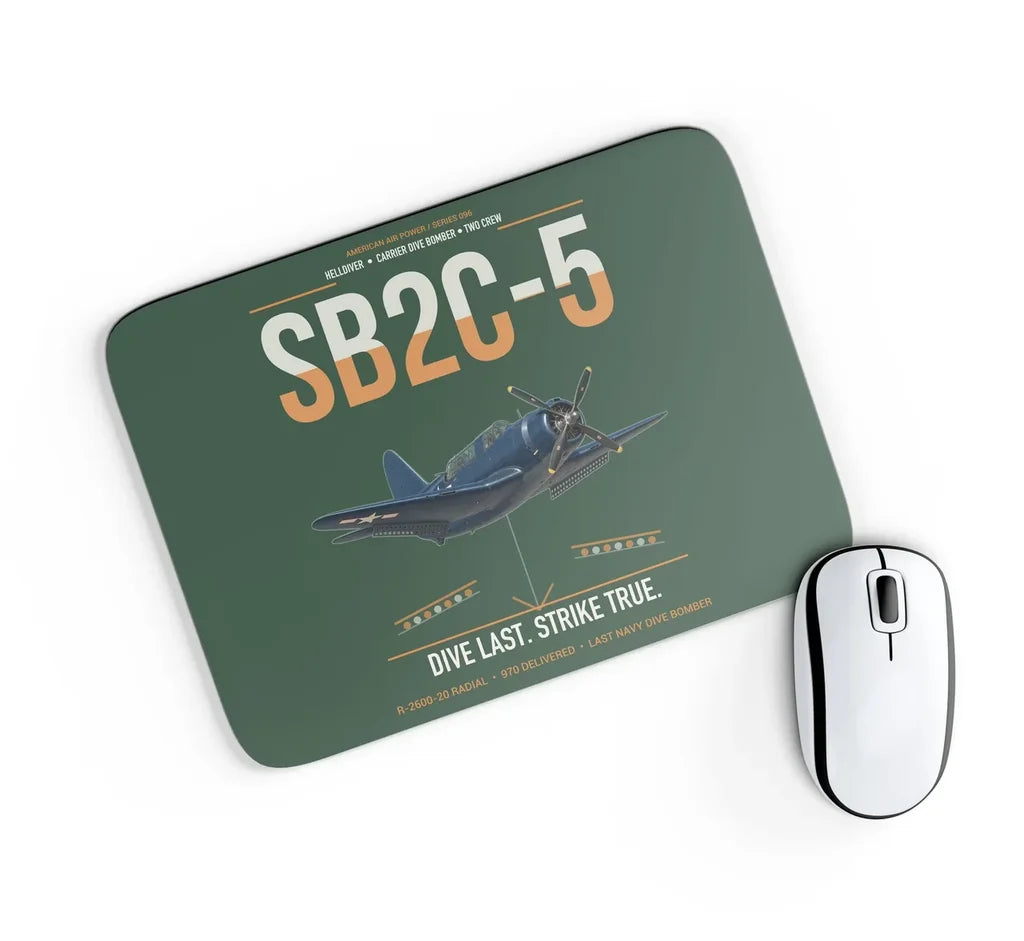 SB2C-5 Helldiver design on dark green rectangle mouse pad