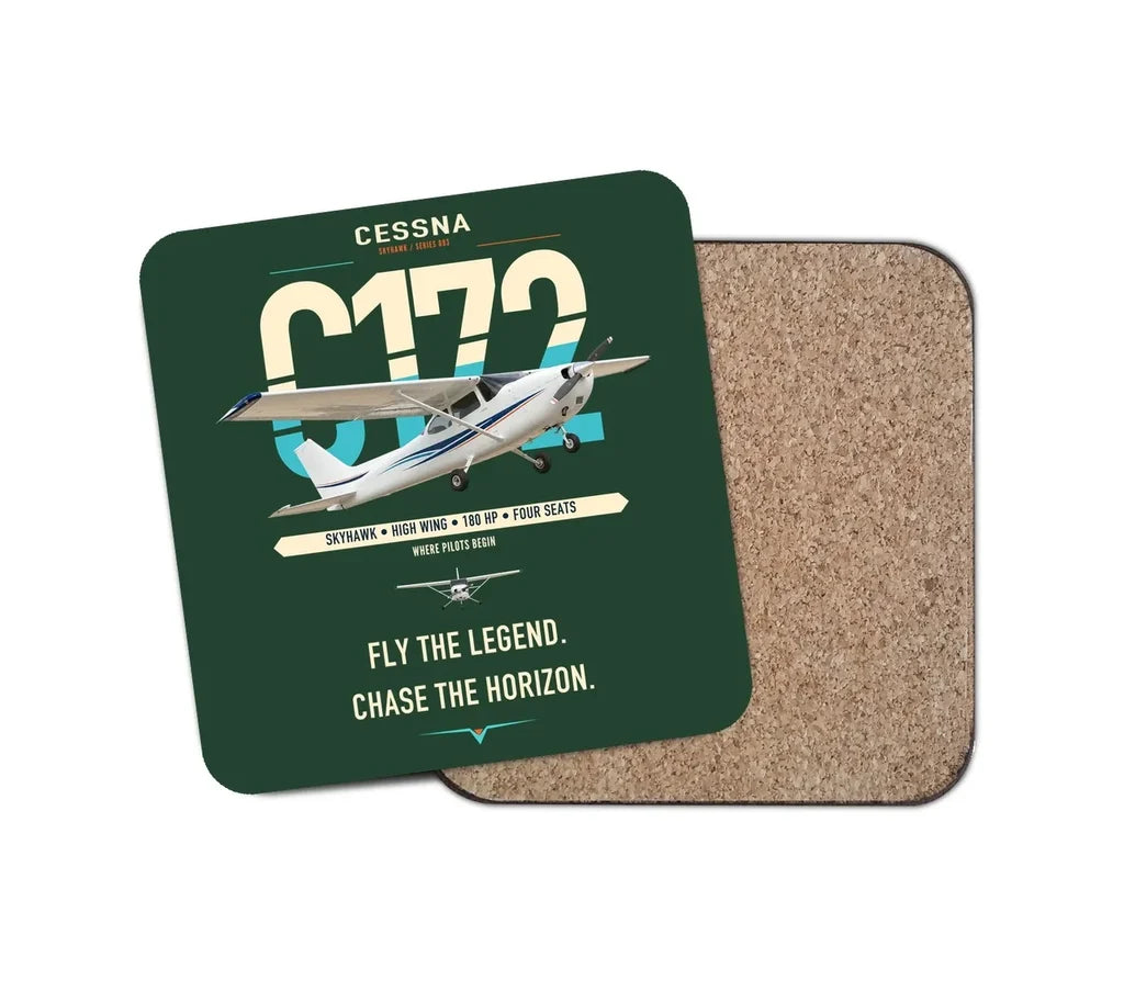 Cessna 172 Skyhawk design on dark green 1 piece coaster