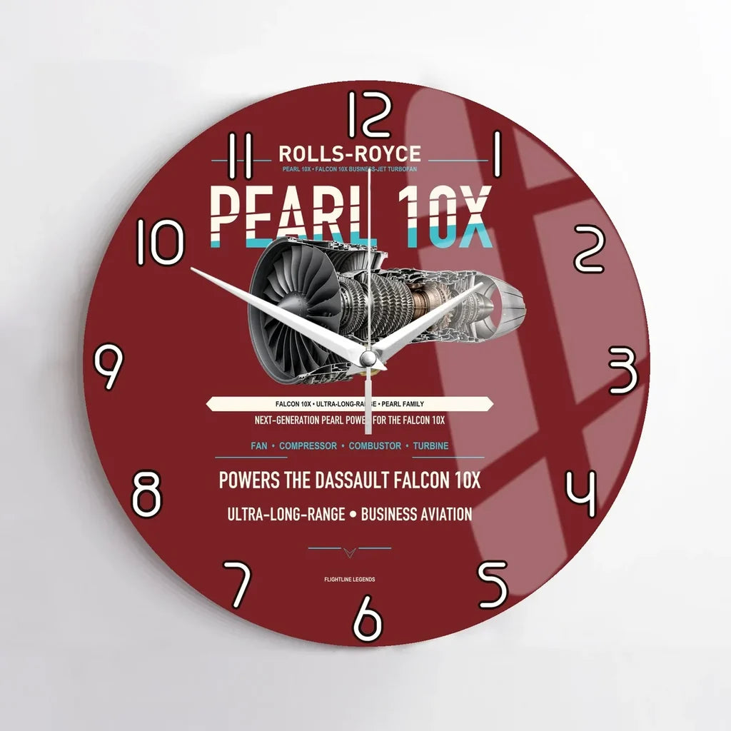 PEARL 10X design on dark red no frame wall clock