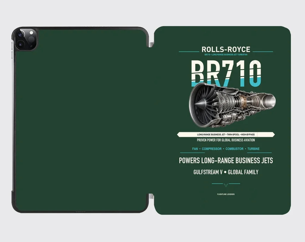 BR710 design on dark green ipad tablet case